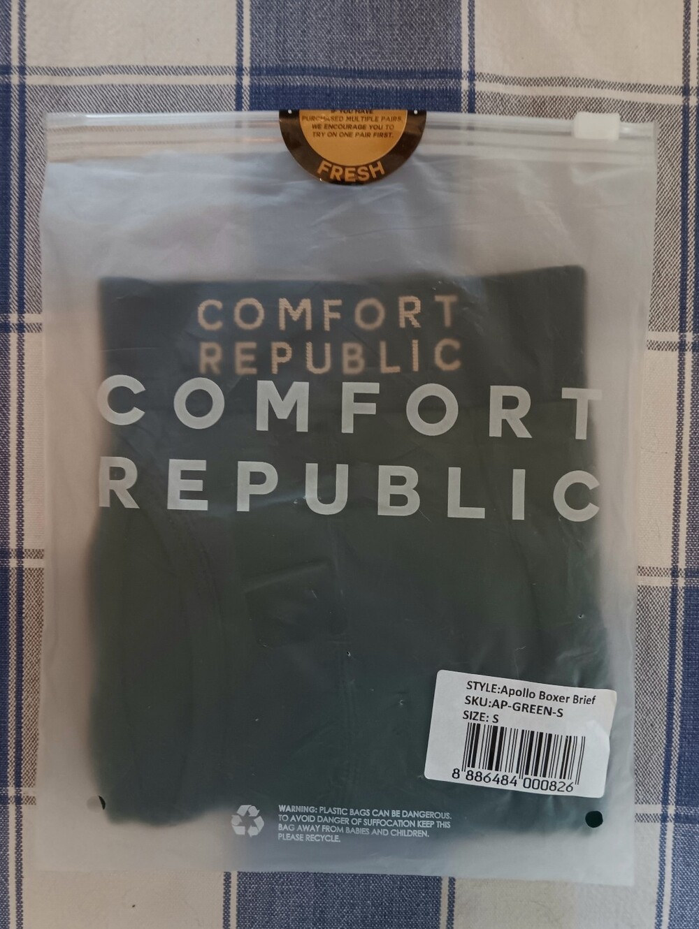 Comfort Republic Men's Apollo Boxer Briefs Small NIP NEW Green